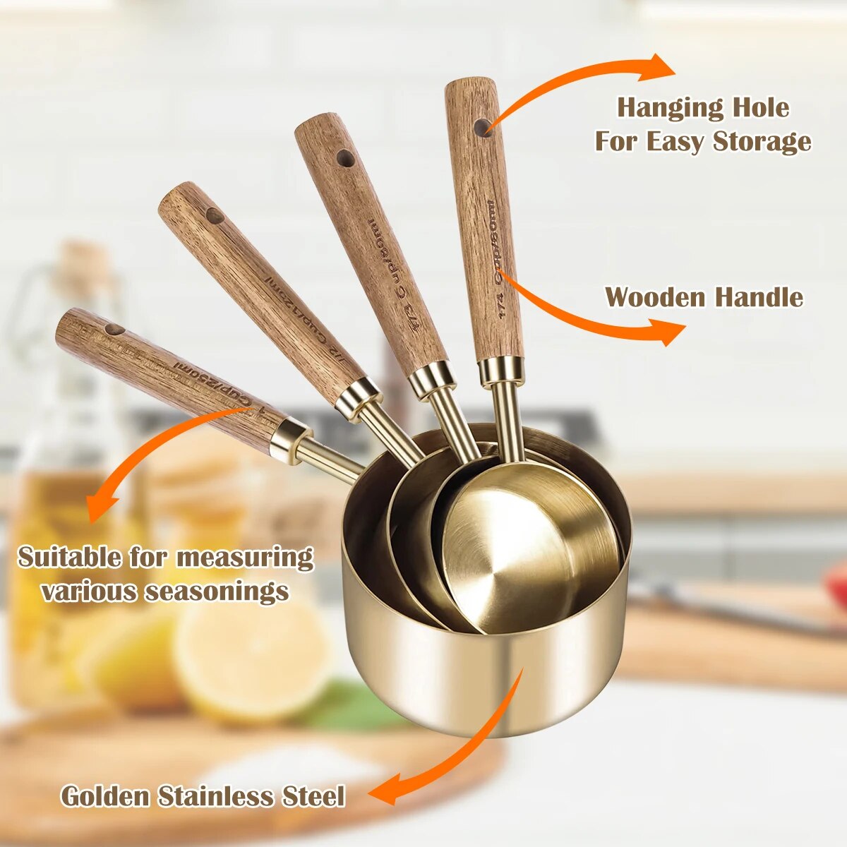 MUNCH. GOLD and GRAIN! Measuring Cups and Spoon Set